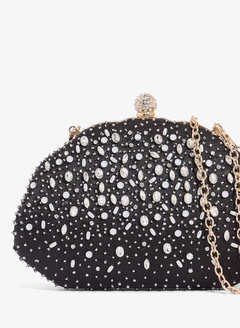 Ella Limited Edition  Rhinestone And Jewel Embellished Detailed Statement Clutch for Women | Best Price UAE